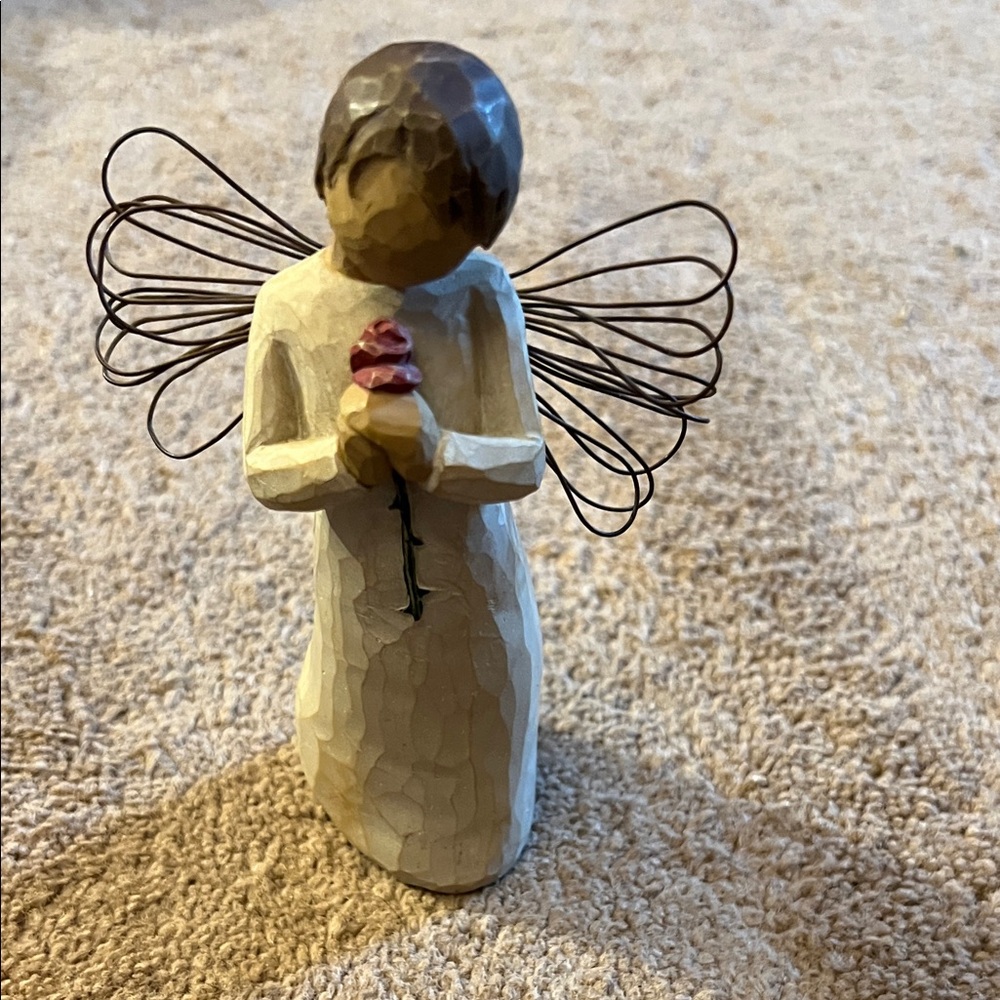 Willow Tree Angel with Rose and Wire Wings